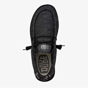 Hey Dude Black Slip-On Loafers with Textured Fabric and Padded Collar